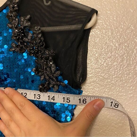 WEISSMAN Dance Costume jazz Aqua blue teal Stand Down 12832 Child LC - Picture 6 of 11